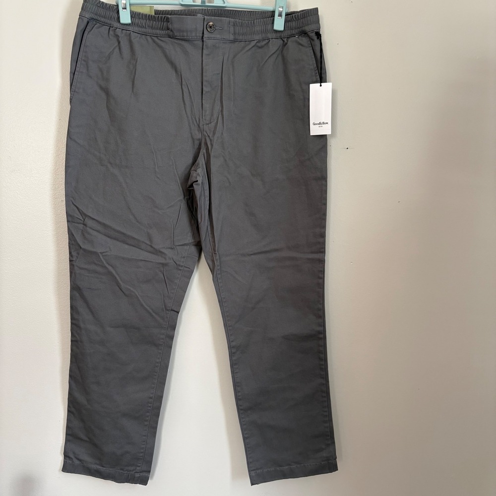 Goodfellow & Co‎ Mens Everyday Pant Gray Large Slim Tapered Stretch Chino New